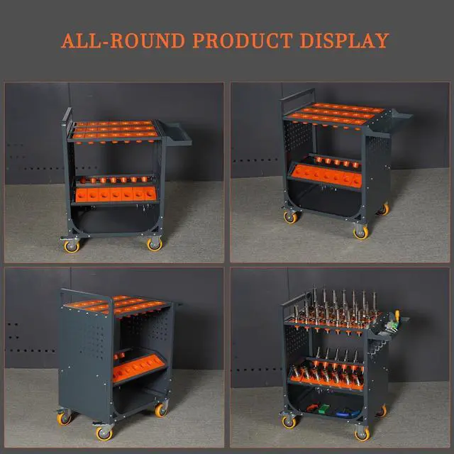 Alt view image 7 of 7 - LOYISIKE US Stock CNC Tool Rack CAT40 Tool Holder Cabinet BT40 Tool Cart CNC Tool Trolley