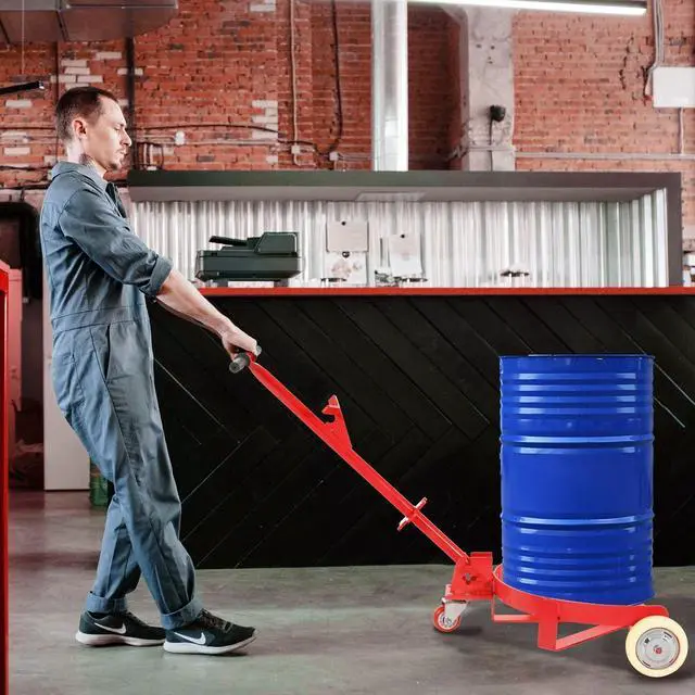 Alt view image 4 of 7 - LOYISIKE US Stock 55 Gallon Drum Dolly 1200lbs Oil Barrel Drum Roller Hand Cart Red