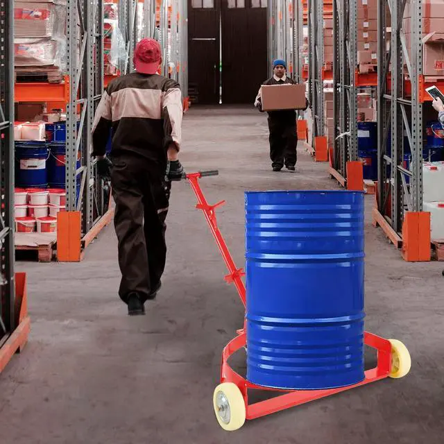 Alt view image 5 of 7 - LOYISIKE US Stock 55 Gallon Drum Dolly 1200lbs Oil Barrel Drum Roller Hand Cart Red
