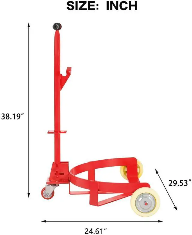 Alt view image 3 of 7 - LOYISIKE US Stock 55 Gallon Drum Dolly 1200lbs Oil Barrel Drum Roller Hand Cart Red