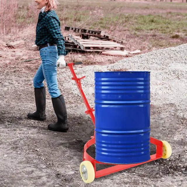 Alt view image 6 of 7 - LOYISIKE US Stock 55 Gallon Drum Dolly 1200lbs Oil Barrel Drum Roller Hand Cart Red