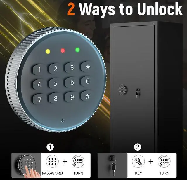 Alt view image 6 of 7 - LOYISIKE US Stock Fireproof Large 6 Gun safe Cabinet, Waterproof Gun Safe Pistol Pouches