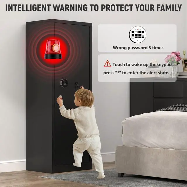 Alt view image 5 of 7 - LOYISIKE US Stock Fireproof Large 6 Gun safe Cabinet, Waterproof Gun Safe Pistol Pouches