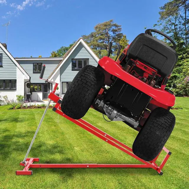 Main image of 800LB Lawn Mower Lift for Riding Tractors, Hydraulic Jack with 45° Tilt, Red