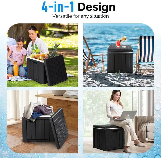 Alt view image 7 of 7 - LOYISIKE 10 Gallon Cooler Side Table, Portable Ice Chest with Built-in Handle, Multifunctional Ice Cooler Outdoor Cocktail Side Table for Camping, Picnic, Beach, Pool, Party