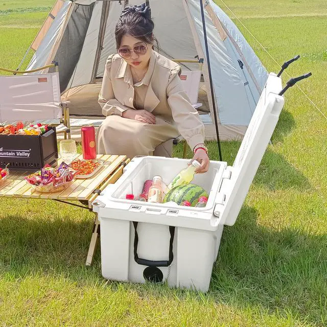 Alt view image 2 of 7 - LOYISIKE White color ice cooler box 65QT camping ice chest beer box outdoor fishing cooler