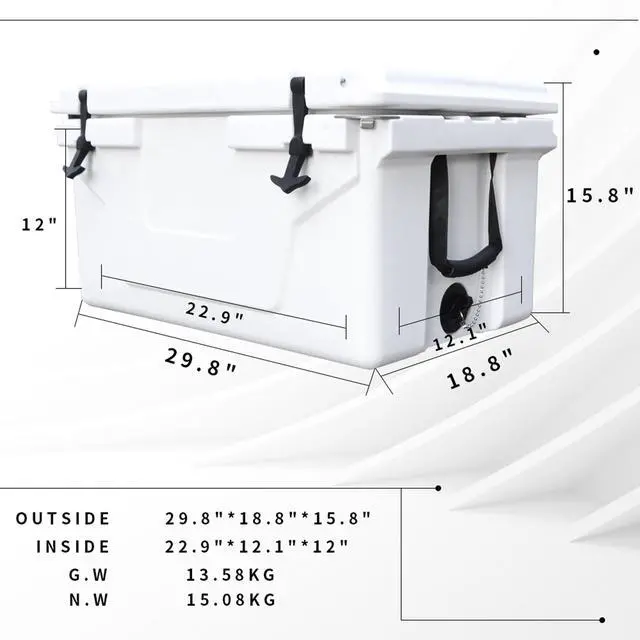 Alt view image 3 of 7 - LOYISIKE White color ice cooler box 65QT camping ice chest beer box outdoor fishing cooler