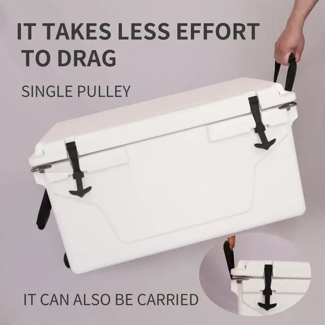 Alt view image 5 of 7 - LOYISIKE White color ice cooler box 65QT camping ice chest beer box outdoor fishing cooler