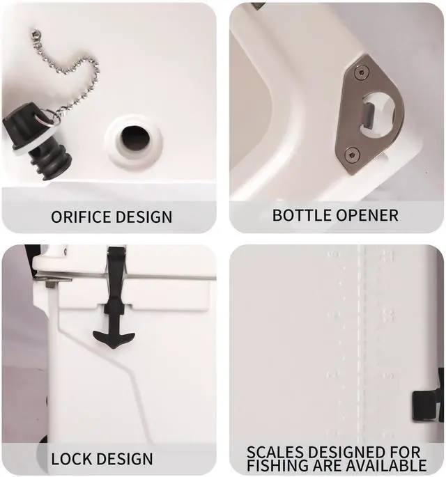 Alt view image 7 of 7 - LOYISIKE White color ice cooler box 65QT camping ice chest beer box outdoor fishing cooler