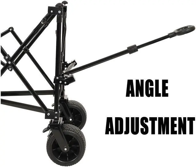 Alt view image 3 of 7 - LOYISIKE Collapsible Foldable Extended Wagon,480lbs Weight Capacity, Heavy Duty Folding Utility Garden Cart with Big All-Terrain Beach Wheels & Drink Holders,Side Pocket and Brakes, Black