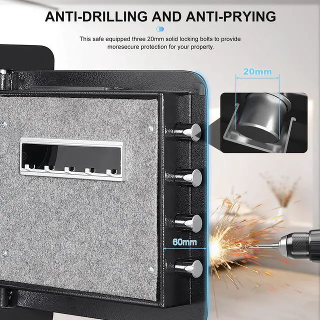 Alt view image 3 of 7 - LOYISIKE 1.5Cuft Safe Box with Electronic  fingerprint, Solid Alloy Steel Office Hotel Home Safe, Security Digital Safes Box , Smart Alert, Mute Mode, Anti-Theft Safe for Document Money Valuable