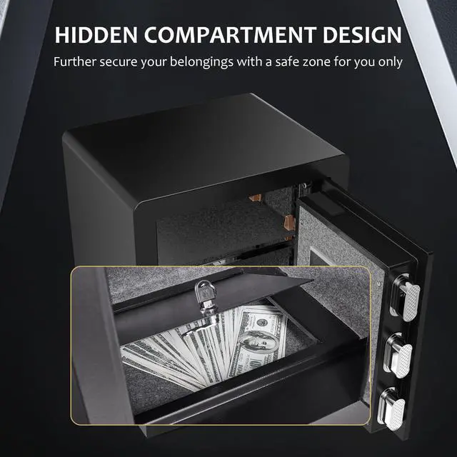Alt view image 4 of 7 - LOYISIKE 1.5Cuft Safe Box with Electronic  fingerprint, Solid Alloy Steel Office Hotel Home Safe, Security Digital Safes Box , Smart Alert, Mute Mode, Anti-Theft Safe for Document Money Valuable