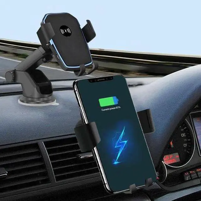 Alt view image 2 of 7 - Wireless Fast Charging Car Charger Mount Holder Stand 2 in 1 For Cell Phone