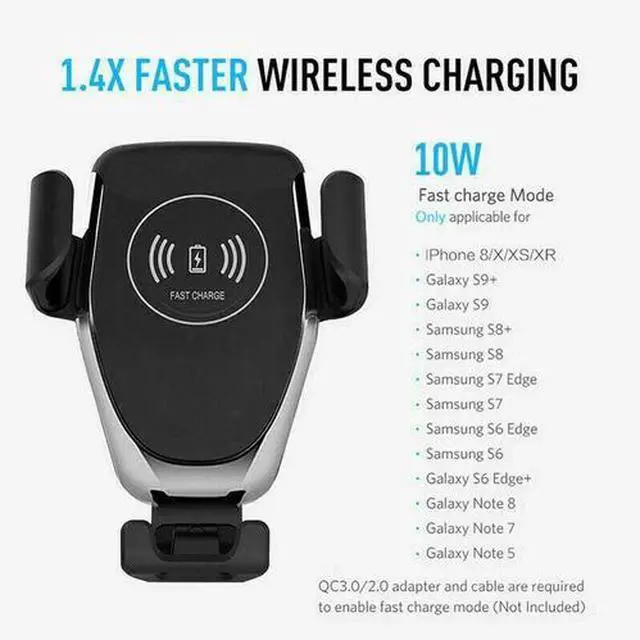 Alt view image 6 of 7 - Wireless Fast Charging Car Charger Mount Holder Stand 2 in 1 For Cell Phone