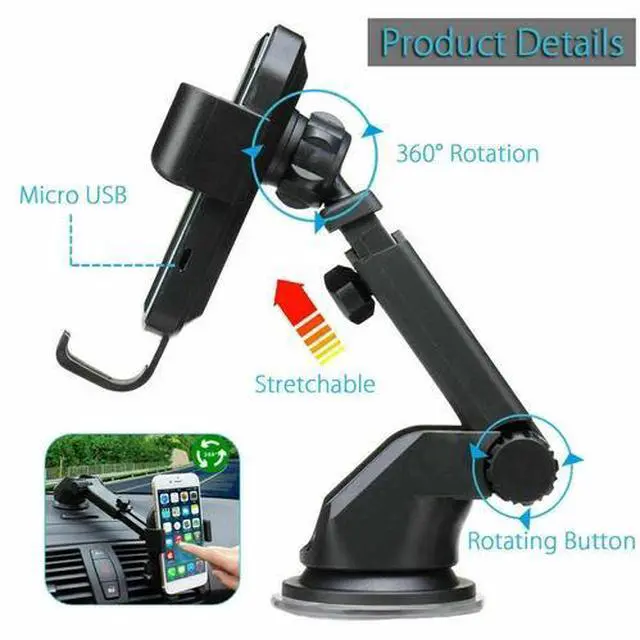 Alt view image 7 of 7 - Wireless Fast Charging Car Charger Mount Holder Stand 2 in 1 For Cell Phone
