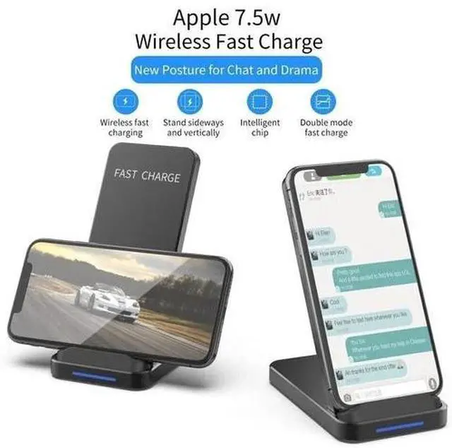Alt view image 3 of 7 - Wireless Fast Charger Charging Pad Stand Dock For Samsung Galaxy iPhone Phone