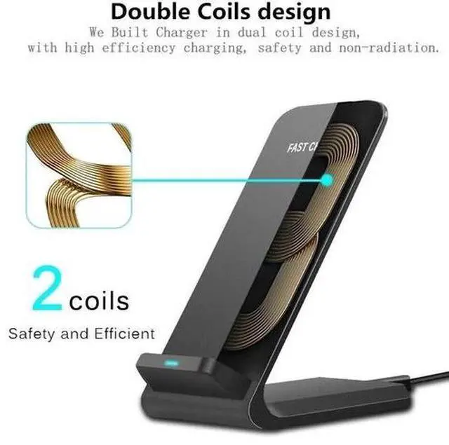 Alt view image 5 of 7 - Wireless Fast Charger Charging Pad Stand Dock For Samsung Galaxy iPhone Phone