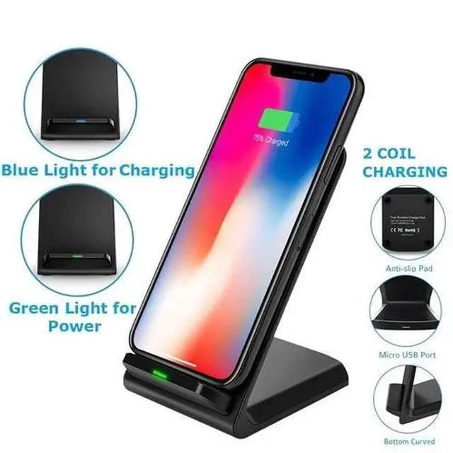 Alt view image 6 of 7 - Wireless Fast Charger Charging Pad Stand Dock For Samsung Galaxy iPhone Phone