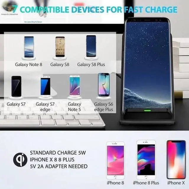 Alt view image 7 of 7 - Wireless Fast Charger Charging Pad Stand Dock For Samsung Galaxy iPhone Phone