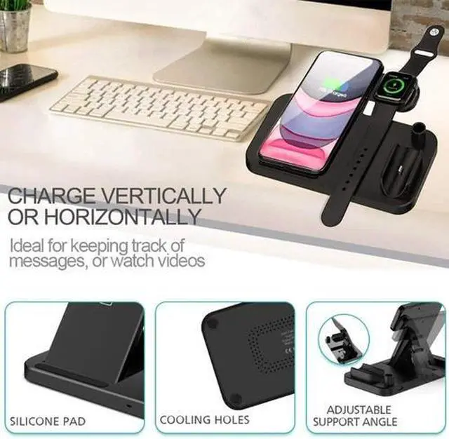 Alt view image 4 of 7 - 4-in-1 Fast Charger Qi Wireless Charging Station for Apple Watch iPhone Pencil