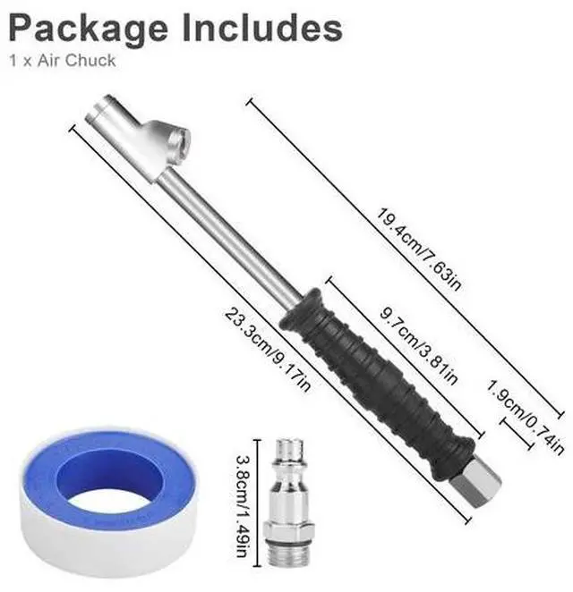 Alt view image 7 of 7 - Dual Head Air Chuck 1/4" FNPT Straight Foot Lock On Truck RV Tire Inflate Chuck