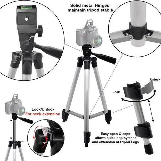 Alt view image 2 of 5 - 50" Inch Tripod For Camera/Camcorders Canon Sony Nikon DSLR Cameras w Carry Bag