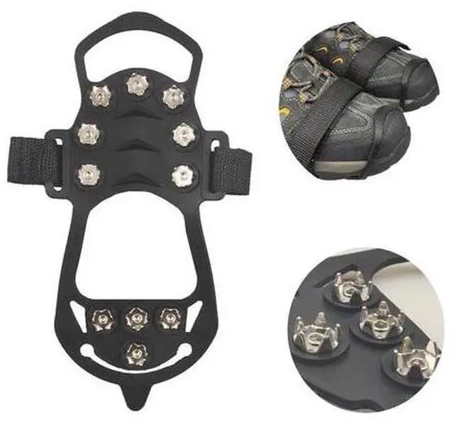 Alt view image 2 of 5 - Ice Snow Anti Slip Spikes Grips Grippers Crampons Cleats Hike Shoe Boot 11 Teeth M