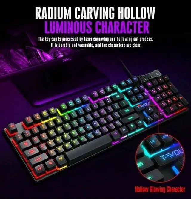 Alt view image 4 of 6 - PC Gaming Gamer Keyboard & Mouse Bundles RGB LED & Headset Mechanical Kits Set