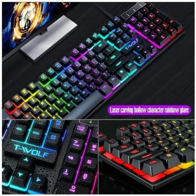 Alt view image 5 of 6 - PC Gaming Gamer Keyboard & Mouse Bundles RGB LED & Headset Mechanical Kits Set