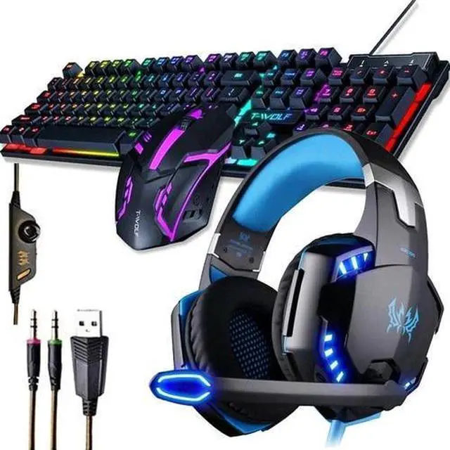 Main image of PC Gaming Gamer Keyboard & Mouse Bundles RGB LED & Headset Mechanical Kits Set