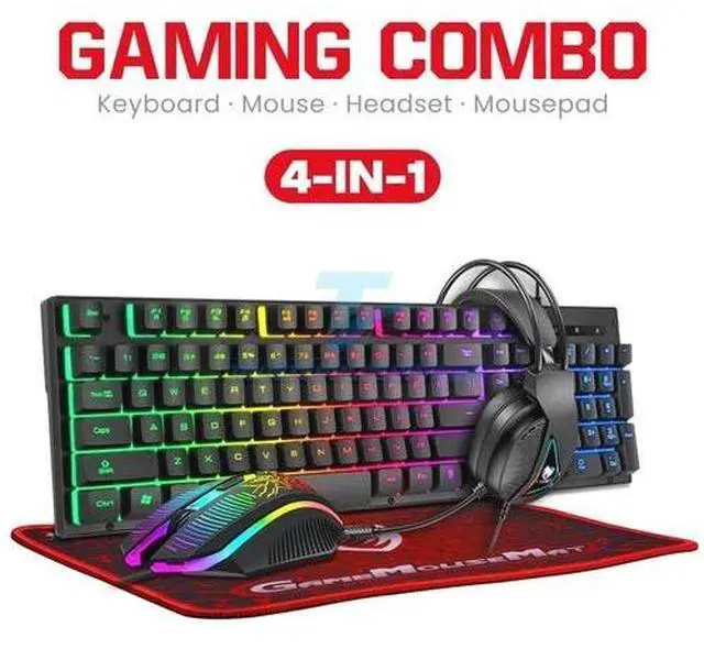Main image of 4IN1 RGB PC Gaming Keyboard Mouse & Headset Set LED Gamer Bundle Mechanical Kits