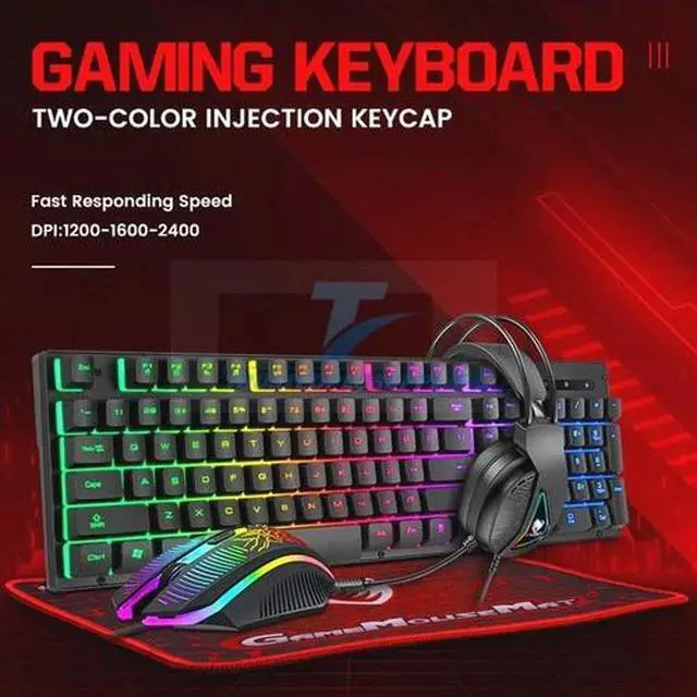 Alt view image 2 of 7 - 4IN1 RGB PC Gaming Keyboard Mouse & Headset Set LED Gamer Bundle Mechanical Kits