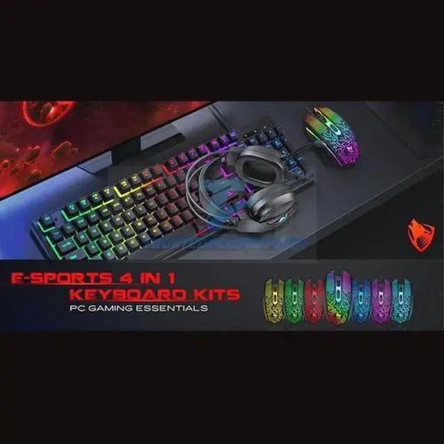 Alt view image 7 of 7 - 4IN1 RGB PC Gaming Keyboard Mouse & Headset Set LED Gamer Bundle Mechanical Kits