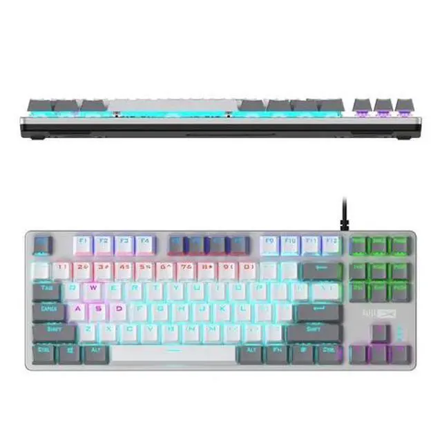 Alt view image 2 of 7 - Wired Mechanical Gaming Keyboard RGB Ergonomic GRAY/WHITE