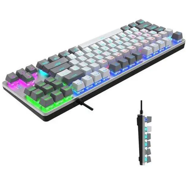 Alt view image 3 of 7 - Wired Mechanical Gaming Keyboard RGB Ergonomic GRAY/WHITE