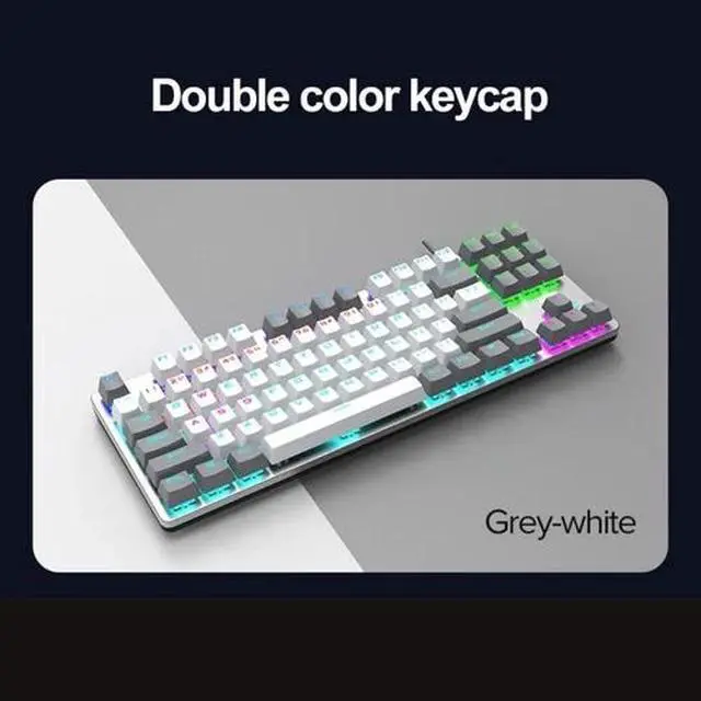 Alt view image 4 of 7 - Wired Mechanical Gaming Keyboard RGB Ergonomic GRAY/WHITE