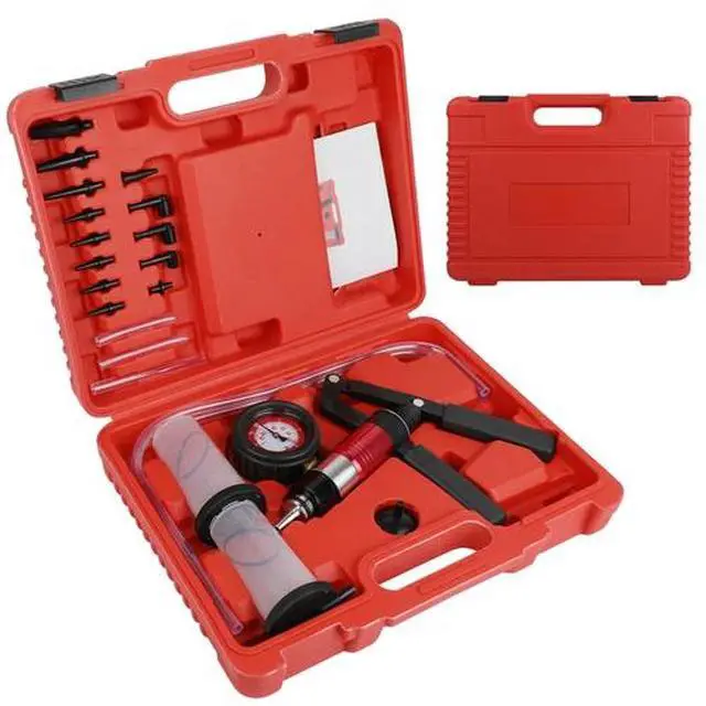 Alt view image 2 of 7 - 24PCS Hand Held Vacuum and Pressure Pump Brake Clutch Fluid Bleeder Tool Kit Set