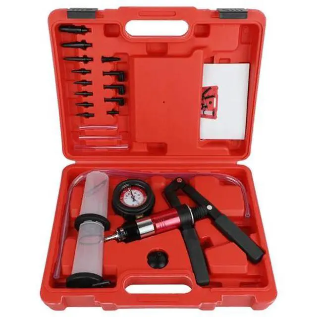 Alt view image 5 of 7 - 24PCS Hand Held Vacuum and Pressure Pump Brake Clutch Fluid Bleeder Tool Kit Set