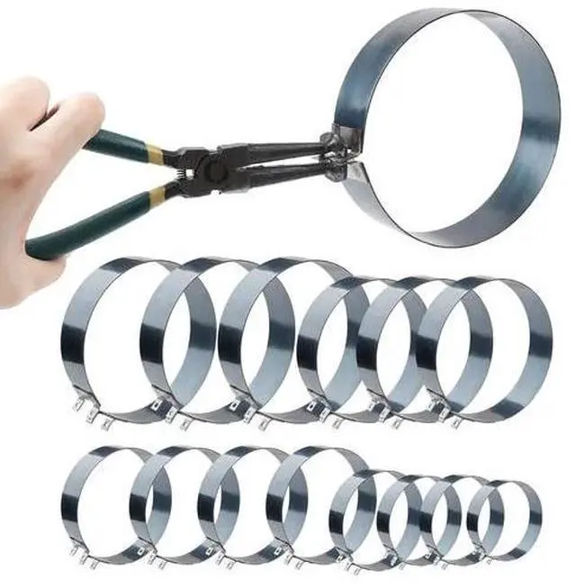 Alt view image 3 of 7 - Professional Piston Ring Compressor Cylinder Installer Pliers & 14 Band Tool Kit