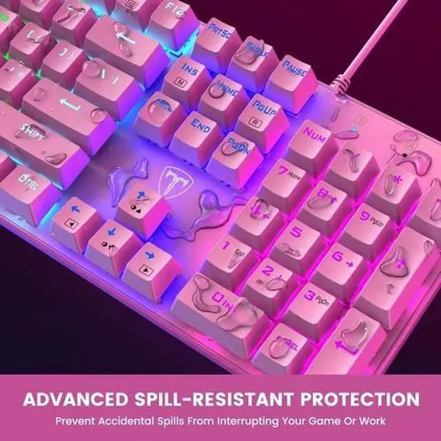 Alt view image 6 of 7 - Mechanical Gaming Keyboard, RGB 104 Keys Ultra-Slim Backlit USB Wired...