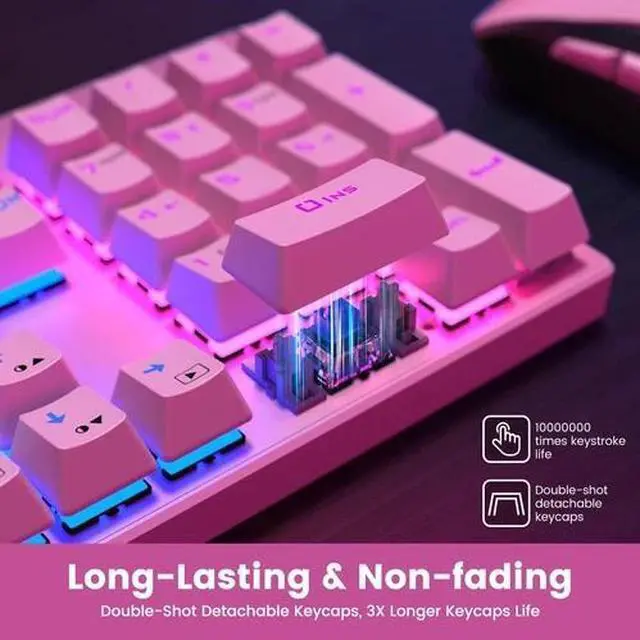 Alt view image 7 of 7 - Mechanical Gaming Keyboard, RGB 104 Keys Ultra-Slim Backlit USB Wired...