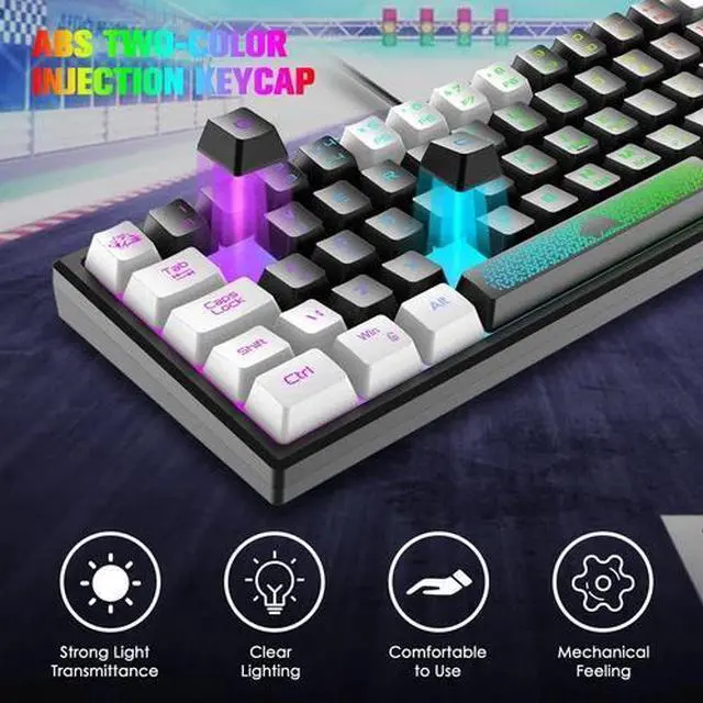 Main image of Mechanical Feel Portable Wired Gaming Keyboard RGB Backlight 62 Keys UK Layout