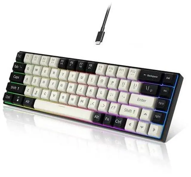 Main image of 60% Mechanical Gaming Keyboard RGB 68 Keys LED Backlit USB Wired Mini Keyboard