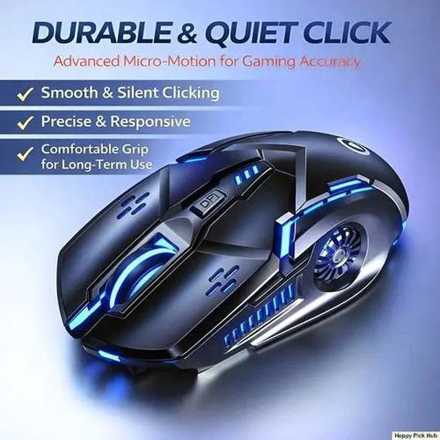 Alt view image 3 of 7 - Wireless Gaming Mouse Silent RGB Rechargeable LED Optical USB Mouse