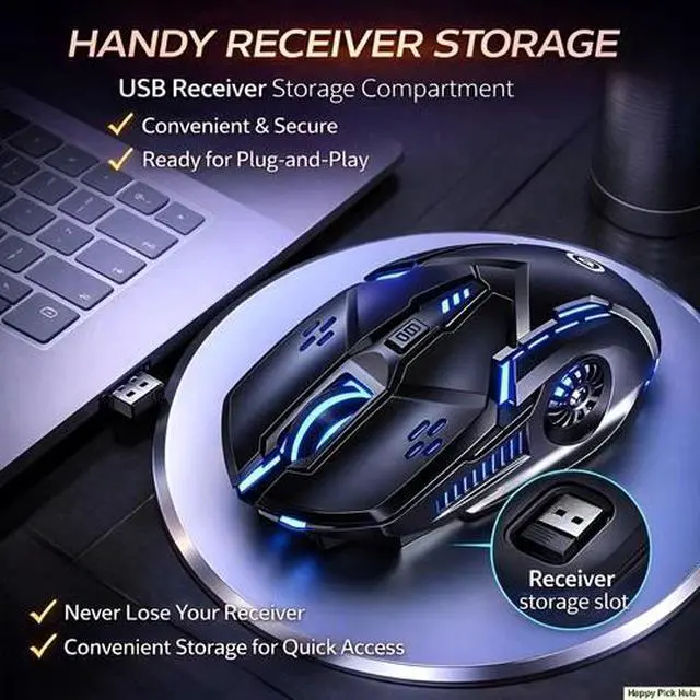 Alt view image 6 of 7 - Wireless Gaming Mouse Silent RGB Rechargeable LED Optical USB Mouse