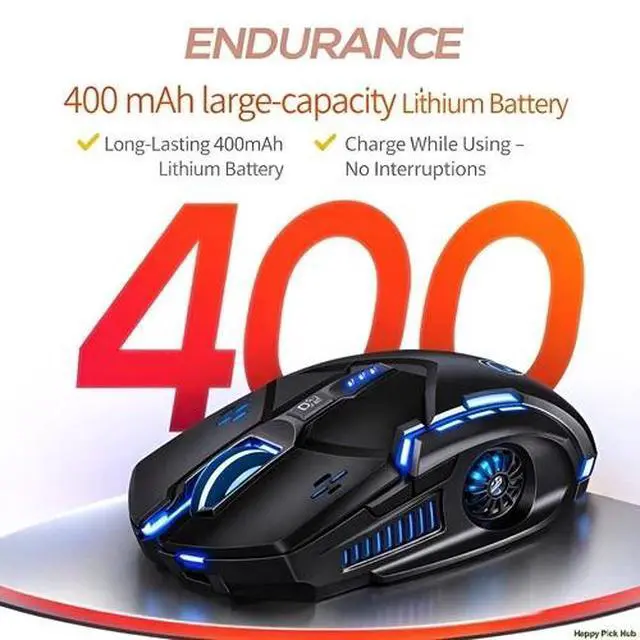 Alt view image 7 of 7 - Wireless Gaming Mouse Silent RGB Rechargeable LED Optical USB Mouse
