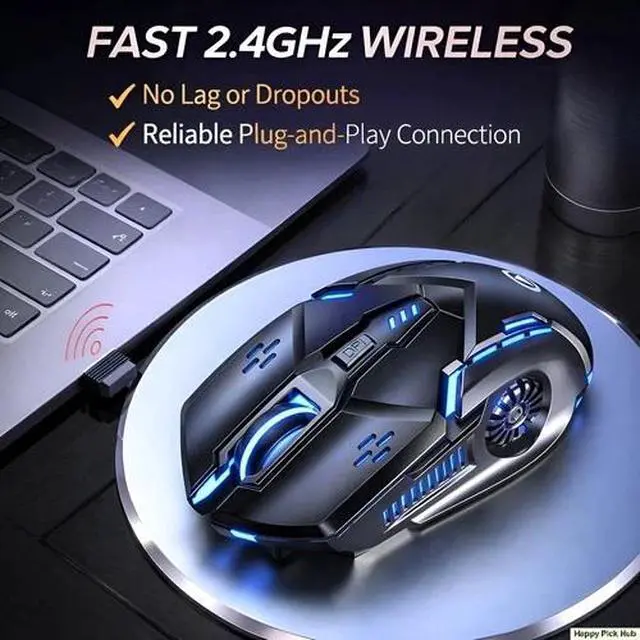 Alt view image 5 of 7 - Wireless Gaming Mouse Silent RGB Rechargeable LED Optical USB Mouse