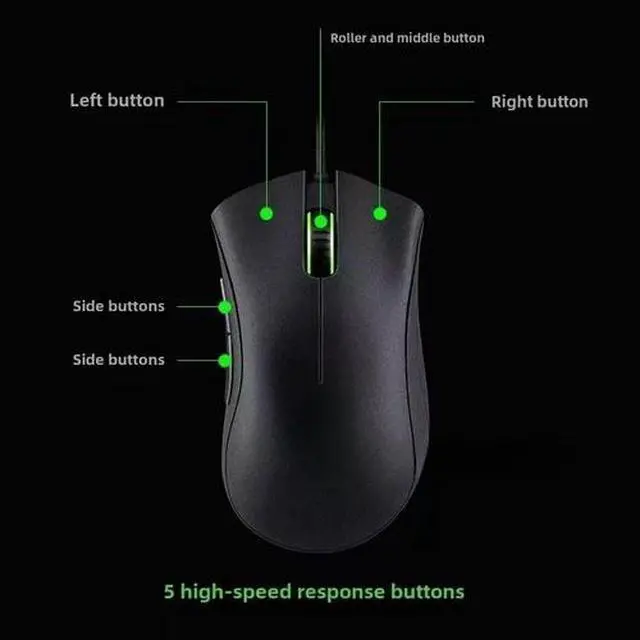 Alt view image 2 of 6 - Razer DeathAdder Essential Wired Gaming Mouse 6400 DPI Optical Sensor Black