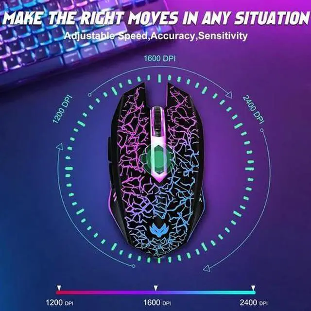 Alt view image 3 of 6 - 2.4GHz Wireless Gaming Mouse Silent Click Rechargeable RGB Backlit for PC/Laptop