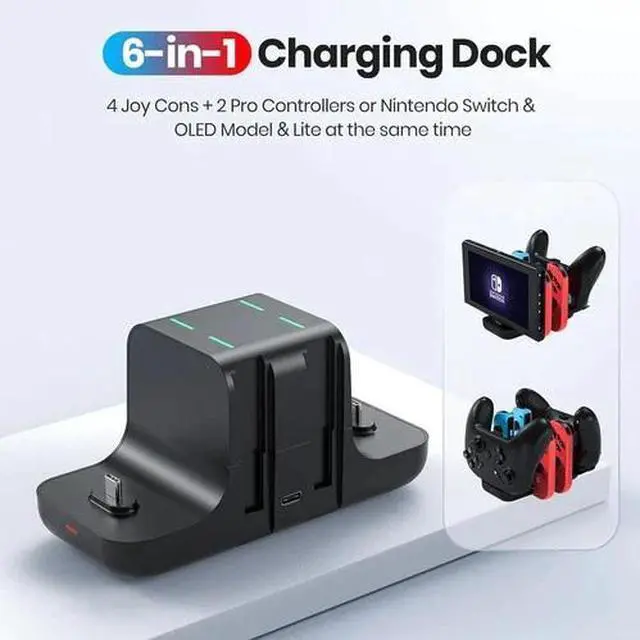 Main image of 6-in-1 Charging Station for Nintendo Switch, Fast Controller Charger Dock